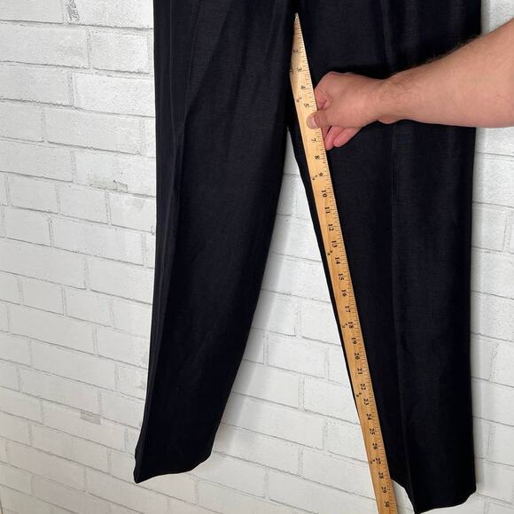 Ann Taylor 6 Vintage 90's High Waist LINEN Dress Pants Tapered Leg Ankle Black - Picture 3 of 3